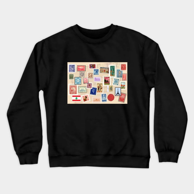 post stamps design Crewneck Sweatshirt by artbleed